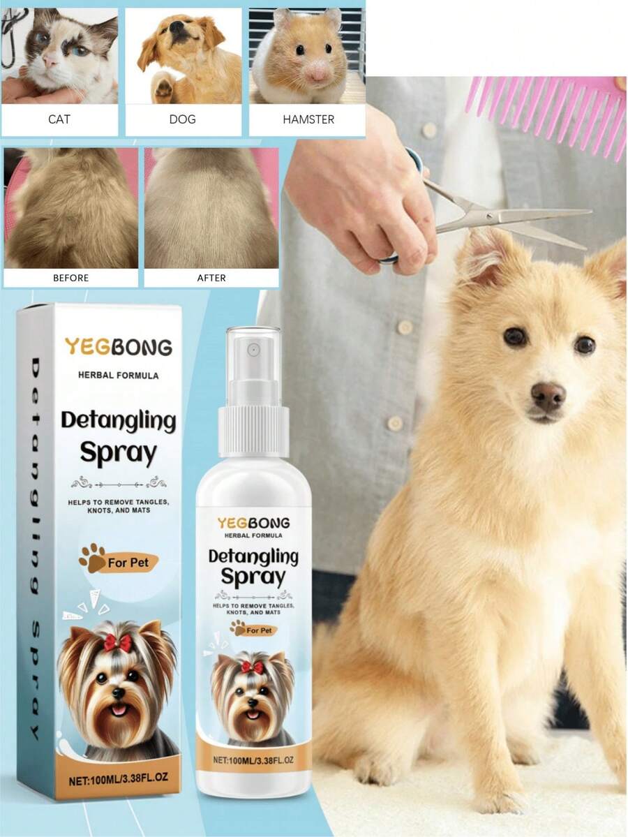 Pet Anti-Tangle Cleaning Smoothing Fluffy Care Spray, No-Rinse Detangling Spray For Dogs - 100ml - View 1