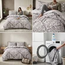 H&R Premium 3Pcs Cotton Duvet Cover Set Hypoallergenic, Breathable & Soft For Ultimate Night Comfort - Royal Grey - View 4