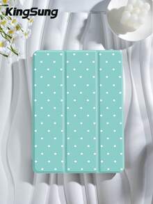 Kingsung 薄荷綠波點與極簡圖案平板保護殼，相容 iPad Air 8(M4)2026(11-Inch)、Air 8(M4)2026(11-Inch)、9.7/10.2/10.5/10.9/12.9 Inch Pro、10th Gen，相容 Galaxy Tab S6 Lite 10.4 Inch、Kindle Paperwhite 12th Gen 2024、11th Gen Kindle 2022年上市，提供柔軟防震保護，支援智慧睡眠/喚醒 - 彩色 - 查看 2