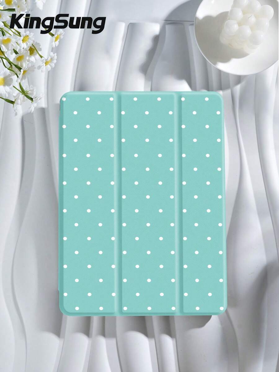 Kingsung 薄荷綠波點與極簡圖案平板保護殼，相容 iPad Air 8(M4)2026(11-Inch)、Air 8(M4)2026(11-Inch)、9.7/10.2/10.5/10.9/12.9 Inch Pro、10th Gen，相容 Galaxy Tab S6 Lite 10.4 Inch、Kindle Paperwhite 12th Gen 2024、11th Gen Kindle 2022年上市，提供柔軟防震保護，支援智慧睡眠/喚醒