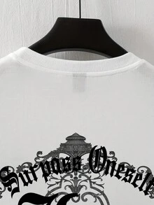 Men's Casual Short Sleeves T Shirt,The Large Size Is Printed On The Back LA Letter Pattern - 100% Polyester Fiber,Breathable And Elastic,Loose Fit Is - 白色 - 查看 3