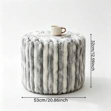Mixed Color Striped Solid Color Round Cushion Seat Cover, Artificial Rabbit Fur Footstool Bean Bag, Can Be Used For Storage, Home Life - 1PC - View 4