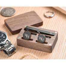CFUNIQ Personalized Best Man Cufflinks And Tie Clip Sets. Customized Cufflinks In A Wooden Box, Custom Metal Cufflinks, Cufflinks Engraved With Initials, Custom Double Clips, Ideal Gifts, Perfect Presents. Wedding Gifts, Anniversary Gifts, Father's Day Gifts. Ideal Gifts For Fathers And Husbands, Valentine's Day, Wedding Party Gifts, Engraved Best Man Gifts. Initials, Symbols, Names, Etc. Wedding Gifts, Best Man Gifts, Lapel Accessories, Tie Clips. Christmas Gifts. - Multicolor - View 4