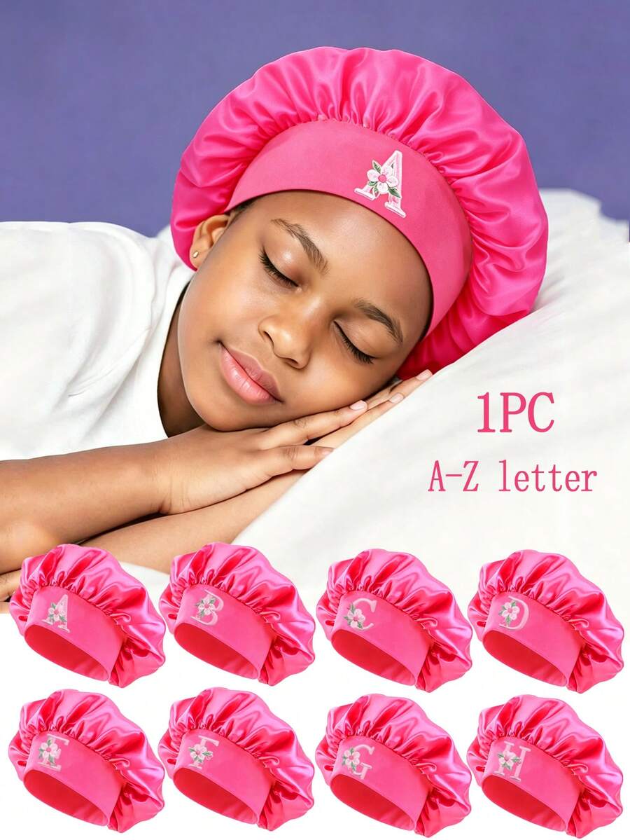 1PC Baby Bonnet Silk Satin Bonnet For Kids Sleeping Cap Curly Natural Hair Silk Bonnets For Girls Boys Infant - Hot Pink - View 1