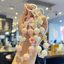 Sweet Bow & Heart Beaded Phone Chain, Multi-Color Dreamy Transparent Bead Wrist Strap, Detachable Phone Charm, Suitable For Phone Case & Bag Decoration, Sold Individually - Multicolor - View 3