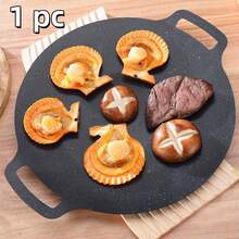 Korean BBQ Grill Pan, Non-Stick Round Griddle With Handles, Lightweight Double-Bottom Round Grill Pan For Stove Top, Induction, Gas, Camping And Outdoor BBQ, Multi-Functional Pan For Meat, Pancakes And Ribs - Multicolor - View 7