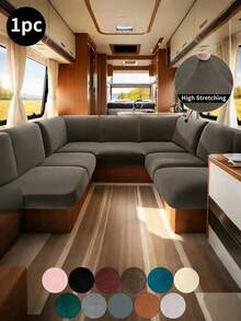 1Pc Milk Silk RV Sectional Sofa Slipcover, All Season Universal Anti-Scratch Anti-Slip Dustproof Couch Cover, Machine Washable Furniture Protector For Camper RV Living Room Bedroom Study - Multicolor - View 4