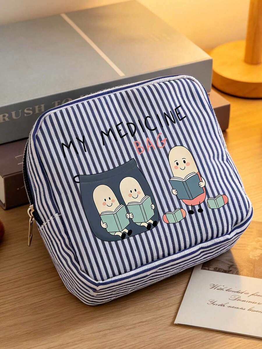 Bolsa de viaje portátil a rayas para pastillas, bolsa de almacenamiento de pastillas de viaje, bolsa de medicina para camping, bolsa de medicina pequeña de tela multifuncional, bolsa de cosméticos simple, bolsa de medicina para exteriores y hogar, bolsa de aseo, adecuada para medicina, cosméticos, lápiz labial y artículos pequeños diarios, regalo de cumpleaños único, regalo de vacaciones, regalo de fiesta, regalo de vacaciones, regalo de vuelta a la escuela, regalo para el maestro - Multicolor - Ver 1