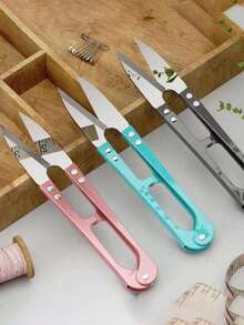 1pc U-Shaped Scissors For Home Sewing, Small Stainless Steel Thread Trimmer, Suitable For DIY Sewing - Multicolor - View 2