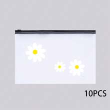 10/20/50PCS Daisy Pattern Storage Bags, Lightweight Multifunctional Makeup Pouch, Zipper Bag, Translucent Frosted Edge Student Stationery Pencil Case, Plastic Film Bag, Sealed Pocket, Suitable For Travel, Work, Picnic Use,Back To School,Back To School - Multicolor - View 11