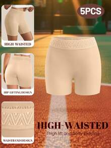 MIOTAN 5pcs Women's Mid Waist Boxer Briefs, Elastic & Soft, Breathable, Seamless & Elegant Full Coverage, Anti-Lighting, Anti-Roll Edge - Multicolor - View 5
