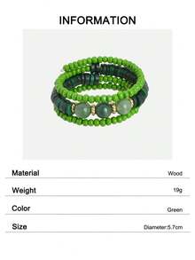 1 buah Gelang Manik-Manik Hijau Berlapis yang Dapat Diatur, Aksesori Perhiasan Liburan Pantai Musim Panas Gaya Boho Chic untuk Wanita dan Sahabat Terbaik - Hijau - View 6