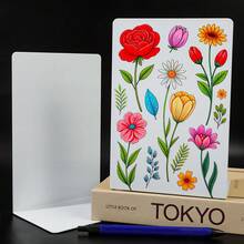 2 Pieces Book Holder, Metal Shelf, White Printed Decorative Shelf, Non Slip Heavy-Duty Shelf, Book, Magazine Or CD Storage Box, Suitable For Home And Office Use. - Printing - View 7