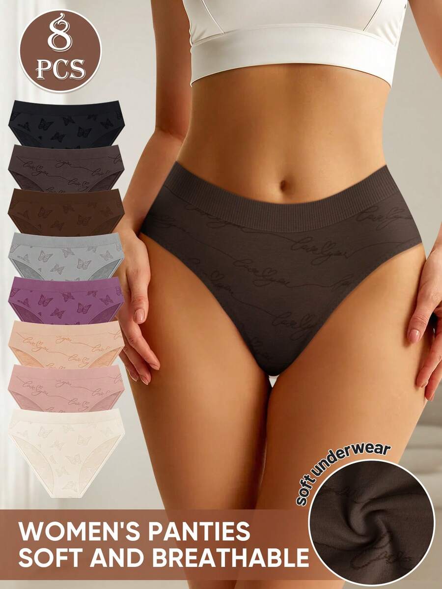 MIOTAN 8 piezas de bragas de cintura baja para mujer, bragas triangulares cómodas, transpirables, estampadas y sexys