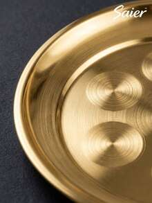 6pcs/3pcs/1pc Gold Round Patterned Stainless Steel Dinner Plate Set, 25cm/9.8in Size, Multi-Piece Combination, Luxury Holiday Banquet Atmosphere, Suitable For Daily Restaurant Kitchen Food Display, Restaurant Gathering, Outdoor Dining, Party, Kitchen Utensils, Easy Storage, Ramadan, Wedding, National Day, White Day - Multicolor - View 7