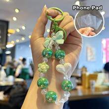 Sweet Bow & Heart Beaded Phone Chain, Multi-Color Dreamy Transparent Bead Wrist Strap, Detachable Phone Charm, Suitable For Phone Case & Bag Decoration, Sold Individually - Multicolor - View 13