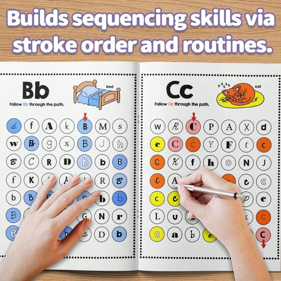 Children's Letter Picture Recognition Activity Notebook - Picture Prompts + Audio Prompts | Follow Letter Maze Pages (Uppercase & Lowercase Letters), Spelling And Letter Recognition Games, Help Build Vocabulary, Focus, Visual Scanning And Writing Readiness Skills - Alphabet - View 1