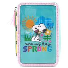 Safta SNOOPY حقيبة أقلام  Peanuts Spring Has Sprung T Le، 39 قطعة، حقيبة مدرسية ب- 3 سحابات و 3 حجرات، أقلام رصاص وأقلام تلوين ومسطرة وجدول زمني - الخيار الثاني - مشاهدة 2