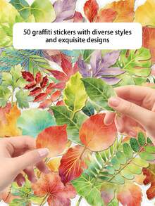 50pcs Leaf Gold Foil Stickers Transparent Waterproof Stickers Suitable For Laptop Phone Stickers Skateboard Guitar Refrigerator Luggage Scrapbook Phone Case Decoration Suitable For Birthday Gifts Holiday Gifts School Supplies - 50pcs - View 7