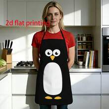 1 pieza Delantal con imagen de pingüino lindo 2D plano impreso, duradero y fácil de limpiar, cintura ajustable, 23.6 pulgadas*31.4 pulgadas/20.4 pulgadas*28.3 pulgadas Dos tamaños disponibles, solo tamaño del producto, material de poliéster, delantal de cocina unisex, perfecto para hornear en casa, cocina, jardín, salón de belleza, gran opción de regalo para padres - Multicolor - Ver 4