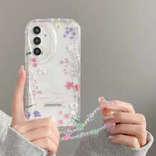 1件粉色碎花奶油紋軟殼防摔奶油殼不對稱造型手機殼，適用Android系列 [國際版非本地版] S26u/S25/S24/S23/S22/A57/37/56/36/26/27/17/16/15...NOTE 20ULTRA/OPPO reno14/14f/15/15f/15t/C85 RYX5/X6/X7X/8/X9...VIVO y04 MT Transsion... - 無色 - 查看 4