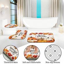 1 buah/4 buah Set Tirai Mandi Dekorasi Kamar Mandi Multifungsi Motif & Daun Maple, Gratis 12 Pengait, Suasana Liburan Premium, Keset Kamar Mandi, Karpet Berbentuk U dan Penutup Tutup Toilet Bulat, Cocok untuk Semua Acara, Set Kamar Mandi - Daun Maple - View 8
