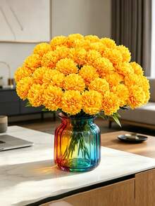 1/6 Pcs Artificial Flowers , Faux Flower Stems, Silk Artificial Flowers, For , Wedding Bouquets, Cemetery Wreaths, DIY Crafts - Yellow - View 10