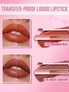Misslyn 1pc Transfer-Proof Liquid Lipstick,Long-Wearing Lightweight Matte Lipstick & Gloss Set,Highly Pigmented Smudge-Proof Lip Color,Non-Sticky Moisturizing Finish,Bold Red Lip Makeup For Daily Wear,Party & Y2K Looks,Beauty Gift - #1 Under Sunshine - View 6