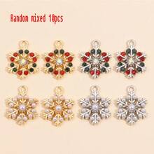 10Pcs Snowflake Series Pearl & Rhinestone Alloy Snowflake Pendants, Suitable For DIY Jewelry Making, Necklace Bracelet Earring Accessories, Christmas Holiday Decoration Gifts - Multicolor - View 18
