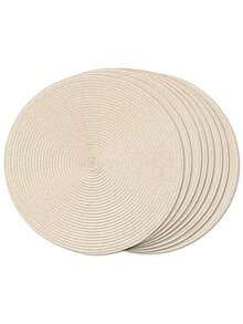 4/6/8pcs 15 Inch Round Woven PP Placemats, Washable Non-Slip Heat-Resistant Table Mats, Suitable For Home Dining Table Decor, Holiday Party, Wedding, Outdoor - Beige - View 12