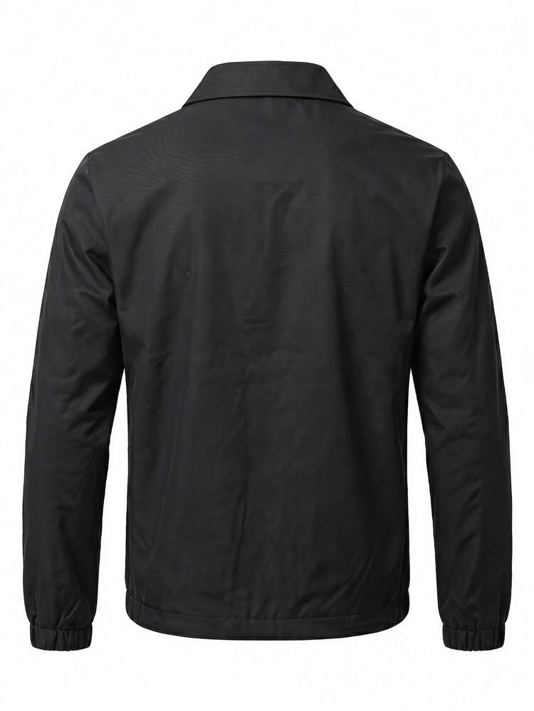 Men's Spring/Autumn Fashion Casual Jacket, Minimalist Versatile Fashion Lapel Collar Outerwear - Black - View 3
