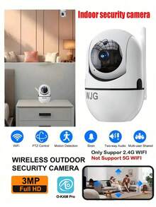 WJG Baby Monitor, 1290P HD Video Baby Monitor With Camera And Audio, 2.4GHzCamera With Night , Motion Detection For Baby And Pet, Cloud - White - View 2