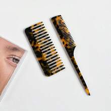 2 pièces Ensemble de peignes en acétate, peigne à dents larges pour démêler et peigne à séparer, outil de coiffage, peigne de poche portable, accessoire de mode, accessoire pour cheveux de femme, outil pour cheveux, voyage, décontracté - Multicolore - Voir 16