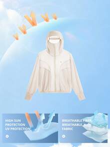 CAMEL CROWN Chaqueta ligera y transpirable de protección solar para mujer para exteriores en primavera, con protección UV - Adoquín blanco - Ver 4