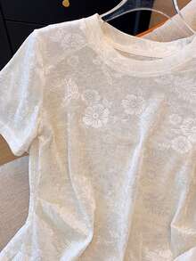 Women's Casual Minimalist Fresh Daily Commute Versatile Lightweight T-Shirt Summer - Beige - View 5