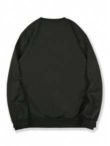 2026New Fashionable Casual Slogan Print Men's Crew Neck Sweatshirt - 黑色 - 查看 2