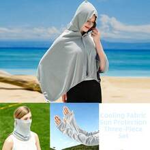Cooling Hooded Cape , Burnoose,Super Absorption, Fast Drying , Used For Outdoor Works Sun Protection, Beach, Fitness, Hiking Fishing And Other Long-Term Sun Protection Cape, Cloak. Excellent Cooling Beach Towels For Hot Weather , Sun Protection Set - Multicolor - View 17