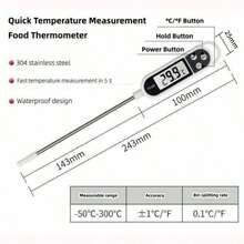 Termómetro digital de alimentos, termómetro de carne de lectura instantánea, adecuado para asar y cocinar, con retroiluminación, sonda digital de alimentos universal para cocina y exterior, adecuado para barbacoa, pavo, dulces, líquidos, carne de res - Multicolor - Ver 11