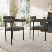 2 Dining Chairs, Modern And Simple Dining Chairs In Dark Grey Suede Fabric, Comfortable Ring Seats, Suitable For Dining Rooms, Living Rooms And Offices, Available In Several Colours. - Dark Grey - View 2