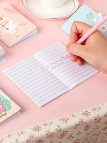 5/10PCS Cartoon Illustration Mini Pocket Notebooks, Lightweight Portable Memo Notebooks, Can Record Notes, Record Inspiration, Can Draft, Essential Back To School Stationery - Multicolor - View 3