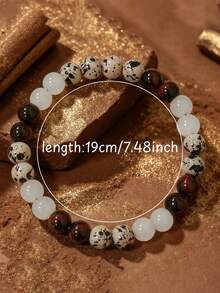 YAUKIA Boho White Jade Healing Bracelet , Communication , Represents Strength , Balance , Resilience , Yoga Prayer Meditation Jewelry - Multicolor - View 9