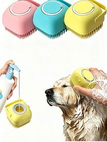 1/3件組寵物清潔洗澡刷組，附泡沫液儲液槽，矽膠狗用清潔刷，緊湊親膚寵物按摩刷，適用狗洗澡與美容；多功能寵物清潔刷、洗澡刷、毛髮清潔刷、按摩刷、狗洗澡起泡刷、矽膠狗刷 - 查看 1