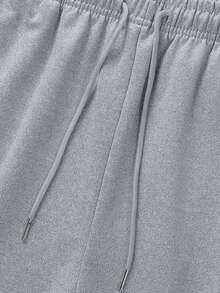 Men's Letter Patterned Jogging Pants With Pockets, Elastic Drawstring Waist, Streetwear Pants Sports - Grey - View 3