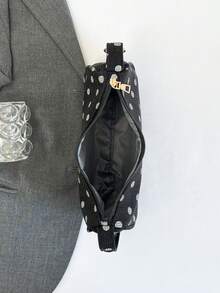 Bolso de hombro minimalista y de moda con pliegues de nube de unicolor - Negro - Ver 6