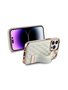 Phone Case - Microfiber Faux Leather Material, Designed For Girls And Women, With Wrist Strap Stand, Compatible With IPhone 16 Pro Max/15 14 13 12 Pro Max - Beige - View 3