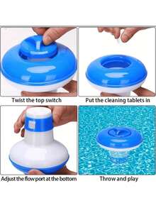 5 Inch Floating Chlorine Dispenser/Floating Dispenser Pool/Chlorine Tablet Bucket Pool/Floating Dispenser Chlorine Dispenser/Suitable For Indoor And Outdoor Pools SPA/Blue And White Color - A - View 3