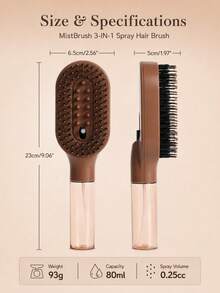 3-In-1 Mist Spray Hair Brush, Refillable Water Detangling Styling Brush & Spray Comb With Fine Mist Bottle, Scalp-Friendly Round Tips For Wet Dry Hair, Smooth Frizz Control Daily Hair Care Tool, 6 Colors - Multicolor - View 6