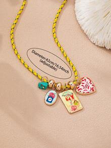 1/3 Pcs Boho Multi Strand Layered Necklace For Women, Colorful Enamel Cowgirl Wild West Charms Statement Pendant Necklace Jewelry Gift For Her - Multicolor - View 7