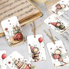 50pcs Cute Insect Theme Gift Tags With Jute Rope, Cartoon Bee And Snail Design Hang Tags, Suitable For Gift Packaging And Party Favors, Perfect For Birthday, Wedding, Bridal Shower And Party Decoration - Multicolor - View 1