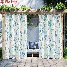 1pc/2 PC Outdoor Window Shade Including Hooks; Features Printed Blue And Red Plant Berries; Machine Washable; Suitable For Gazebos, Patios And Gardens - Printing - View 2